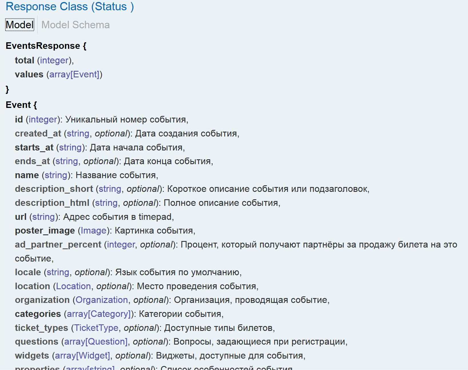 Поля с пометкой optional